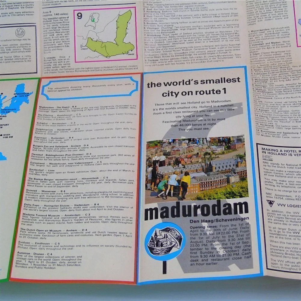 Holland Tourist Road Map Vintage 1975 Fold Out Highway Map Netherlands Travel